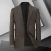 Mäns kostymer 2023 Autumn Plaid Suit Business Casual Jacket Plus Size 6xl 7xl Blazers Loose Dark Khaki Gray Male Clothing