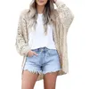 Women's Knits 2023 Summer Long Sleeve Knit Tops Bohemian Hollow Out Beach Vacation Large Size Solid Color Knitted Cardigan Jacket