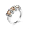 5 pcs lot lucky shine 친구 선물 선물 최고의 스타 Morganite Champagne Zircon 925 Sterling Silver Plated Rings Russia American Australi198V