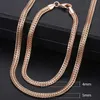 Wedding Jewelry Sets Men Womens 585 Rose Gold Color Bracelet Necklace Set Double Curb Cuban Weaving Bismark Chain Gift KCS04 231013