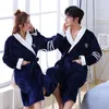 Autumn Winter Warm Sleepwear Lovers Coral Fleece Robe Women Män förtjockar Bathrobe Lounge Nightgown Home Clothes M L XL XXL1202U