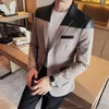 Herenpakken 2023 stijl heren lente hoge kwaliteit leren jas/mannelijke slim fit streep zakelijke blazers/man casual smoking 4XL