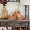 3st. Fall Decor-Wooden Autumn Pumpkin höstdekorationer, Thanksgiving dekorationer för hemhylla, mantel borddekor pumpor ornament, höstsäsong