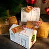 Envoltório de presente 24 Pçs / set Casa Kraft Papel Caixas de Doces Natal Advento Festa Biscoito DIY Embalagem