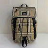 Classic Canvas Backpack Mens Plaid Cross-body Military Design Drawstring Flap School Bag Backpacks for Travel Women Carry on