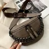 Taille Taschen Stein Muster PU Leder Für Frauen Vintage Kette Pack Weibliche Mode Fanny Breiten Riemen Crossbody Brust Tasche 231013