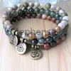 MG0672 Picasso Jasper Ohm Armband Natural Crzay Agate Mala Pärlor Armband Ny design Moss Agate Lotus Charm Armband310p