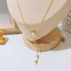 2022 Ny 18K Guldpläterad rostfritt stålhalsband Chokerkedjebrev Pendant Statement mode Womens Crystal Necklace Wedding J291y