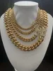 6mm-14 mm hip hop stal nierdzewna Miami Cuban Link Naszyjnik 18K Real Gold Pleated T cyrkon