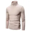 Men's Sweaters Slim Fit Knitting Top Stylish Knit Sweater Turtleneck Pullover For Autumn/winter Solid Color Long Sleeve Ribbed