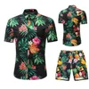 Fashion Men Outfit Set Tropical Vintage Printed Short Sleeve Shirt Shorts Suit Summer Beach Casual Clothes Men Ropa Hombre M61255u