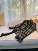 2023 Autumn Black Plaid Paneled Tassel Tweed Jackel långärmad runda nackknappar enkelbröst jackor kappa korta outwear a3o116570