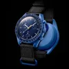 バイオセラミックプラネットムーンメンズウォッチフル機能Quarz Chronograph Designer Mission to Mercury Leather 42mm Watch Limited Edition Wristwatches
