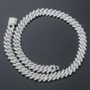 High End Jewelry 14mm Iced Out Moissanite Hip Hop Style Sier Gold Plated Cuban Link Chain Halsband