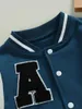 Jacken Niedliche und stilvolle Unisex-Baseballjacke für Kleinkinder mit Buchstabendruck im Farbblockdesign – Y2K-Uni-Bomberjacke für Babys