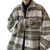 Men's Jackets Designed Vintage Woolen Jacket Men Autumn And Winter Ins Loose Casual Lapel Pockets Single Breasted Couple Plaid Coat