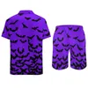 Męskie dresy po prostu nietoperze fioletowe odzież plażowa Zestawy urocze zwierzęce zwykłe koszulę Letnie szorty 2 -części