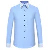 Men's Casual Shirts Shirt Long Sleeved Double Neck Solid Color Korean Business Slim Formal Attire White Ropa Clothing For Men