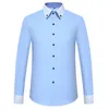 Camicie casual da uomo Camicia a maniche lunghe Doppio collo Tinta unita Coreano Business Abbigliamento formale sottile Abbigliamento Ropa bianco per uomo