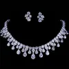 Emmaya Zircons High Quality White Gold Color Cubic Zirconia Bridal Wedding Necklace And Earring Sets Party Gift 220224285V