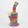 Graphiques colorés Silicone Bong Pipes Kit Pipe à eau Filtre en verre Poignée Entonnoir Bol Herbe Tabac Porte-cigarette Portable Fumer Bubbler Handpipes DHL