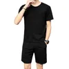 Men's Pants Jogging Suit Round Collar Two Piece Pocket Summer Shirt Drawstring Shorts Sportswear Set Outdoor