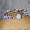 Pulsera de cuentas de sedimentos marinos con piedra de ópalo Galaxy Jasper Boho Joyería para mujeres Mamá Curación Doble capa trenzada K3E2 Charm Brace268C