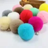 Keychains 6st/Lot Natural Fur Ball Pom Poms Fluffy Pompom Diy For Women Kids Winter Hats Skallies Beanies Sticked Cap 8cm