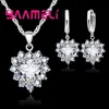 Set di gioielli da sposa Set in argento sterling 925 alla moda per le donne Cuore CZ Pietra Ciondoli con ciondoli Collane Orecchini AMORE Regalo di anniversario 231013