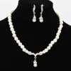 Bröllopsmycken uppsättningar 3PCSSet Women Bridal Elegant Party Pearl Rhinestone Halsbandörhängen Set Fashion 231013