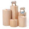 Jewelry Pouches 5pcs/set Cylindrical Wooden Rings Display Rack Organizer Holder Stand Ring Counter Windows