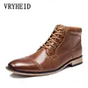 Chaussures habillées VRYHEID haute qualité hommes bottes classique en cuir véritable décontracté chaussures hautes mode automne hiver Chukka bottine taille 40-50 231013