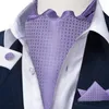 Papillon in seta viola scozzese Ascot fazzoletto da taschino Set gemelli per uomo Business Party Cravatta da matrimonio per gentiluomo di lusso formale britannico