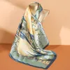 70-70cm Designer Print Floral Silk Scarf Headband for Women Fashion Long Handle Bag Scarves Paris Shoulder Tote Luggage Ribbon Head Wrap