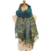 Szaliki Paisley Jacquard Flowers Borders Pashmina Silk Scalf Shawl Ofl Ket Reversible Classic Tassels for Women