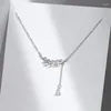 Chaînes Y2K Mode Gland Zircon Feuille Goutte D'eau Charme Pendentif Collier Pour Femmes Egirl Clavicule Chaîne Esthétique Bijoux Cadeaux E029