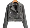 Kvinnors läder faux läder Autumn Fashion Women's Washed Leather Sliping Old Motorcykel Fritid Fast färg Jacka Läder Kvinnlig fritidsrock 231013