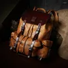 Backpack Soft Genuine Cow Leather Drawstring Bag Luxury Mens Laptop Travel Day Pack Large Capacity Handmade Mochila Sac