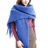 Scarves Women's Autumn And Winter Christmas Fashion Warm Casual Solid Color Long Scarf Lady Wrap Tassel Thick