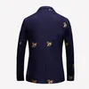 Excelente calidad, chaqueta clásica de diseñador barroco para hombre, chaqueta de mezcla de lana con bordado de abeja de un solo botón, chaqueta de talla grande M-6XL287F