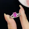 Women Jewelry Wedding Rings Pigeon Egg Red Corundum Imitation Emerald Sapphire crystal Cross Twisted zircon diamond Open Ring Girlfriend birthday gift