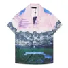 Summer Men T Shirts Designer Bowling Casual Printed Button Lapel Cardigan Short Sleeve Top High Quality Fashion Stand Collar Casua215C