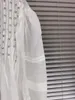 Женские блузки высокого качества 2023, ранняя осень, воротник в форме листа лотоса, рубашка на шнуровке с гвоздями и ромбовидными рукавами, нижний подвесной ремень