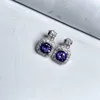 Brincos pendurados kjjeaxcmy jóias finas 925 prata esterlina incrustada natural tanzanite pedra preciosa meninas suporte geométrico detecção