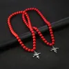 Pendant Necklaces Anime One Piece Portgas D Ace Red Beads Necklace Chain Choker White Beard Pendants & Cosplay Charm Jewelry244Z