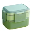 Boîte à déjeuner en acier inoxydable pour enfants, Bento Portable anti-fuite avec récipient de rangement de vaisselle vert