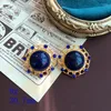 Stud Earrings Vintage French Styles Round Stone Filigree Glass Jewelry Quality Accessories For Women