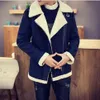 Moda-marca designer outono-shearling casaco de inverno pele sintética jaqueta de camurça sid zip cordeiro lã masculino casaco de pele de carneiro279c