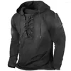 Männer Hoodies Outdoor Retro Lace Up Mit Kapuze Langarm Sweatshirt Frühling Herbst Streetwear Männer Hoodie Einfarbig Casual Mann top