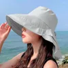 Szerokie brzegi czapki damskie letni kapelusz na słońce UV Neck Protection Solar Beach Składany podróż Panama Caps Gorras
